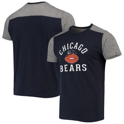 Men's Majestic Threads Navy/Heathered Gray Chicago Bears Gridiron Classics Field Goal Slub T-Shirt