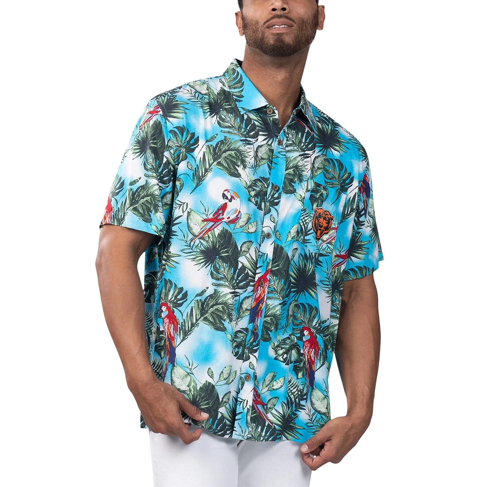 Chemise boutonnée Margaritaville bleu clair Chicago Bears Jungle Parrot Party pour hommes