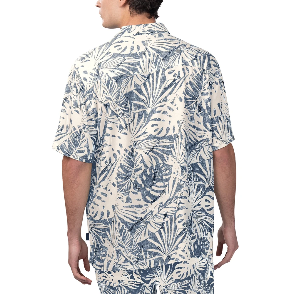 Chemise boutonnée de fête à imprimé Monstera délavé au sable des Chicago Bears Margaritaville pour hommes