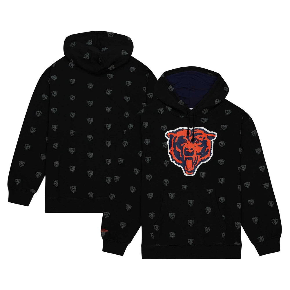 Sweat à capuche noir en polaire imprimé intégral des Chicago Bears Mitchell & Ness pour hommes