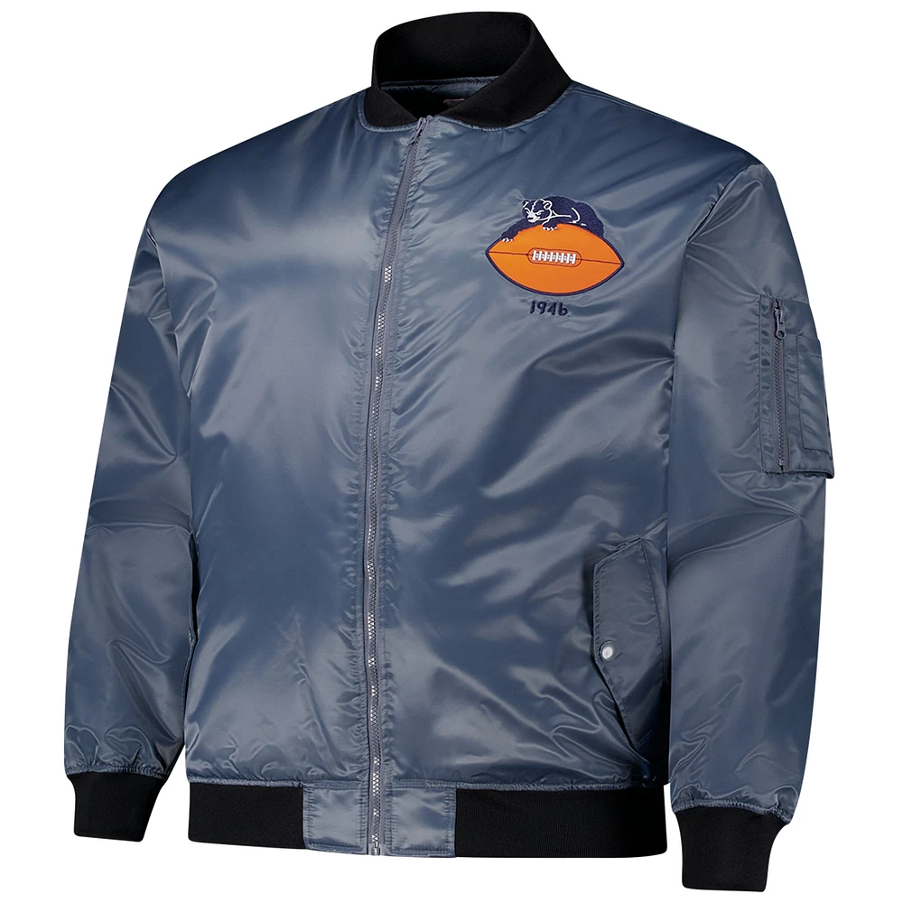 Men's Mitchell & Ness Charcoal Chicago Bears Big Tall Bomber Full-Zip Jacket
