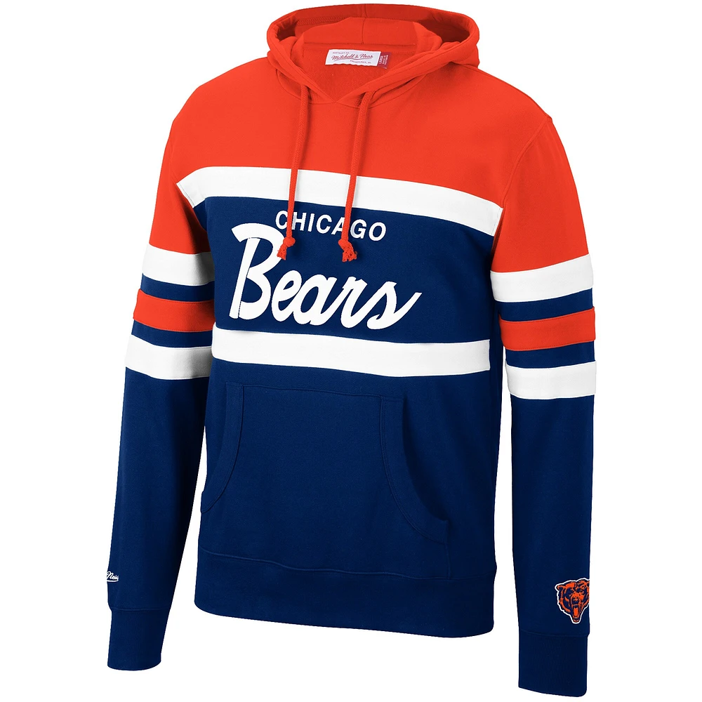 Men's Mitchell & Ness Navy/Orange Chicago Bears Head Coach Pullover - Hoodie