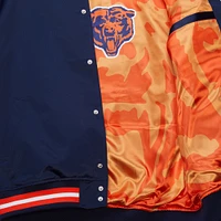 Veste à boutons-pression en satin double duvet bleu marine Chicago Bears de Mitchell & Ness pour homme