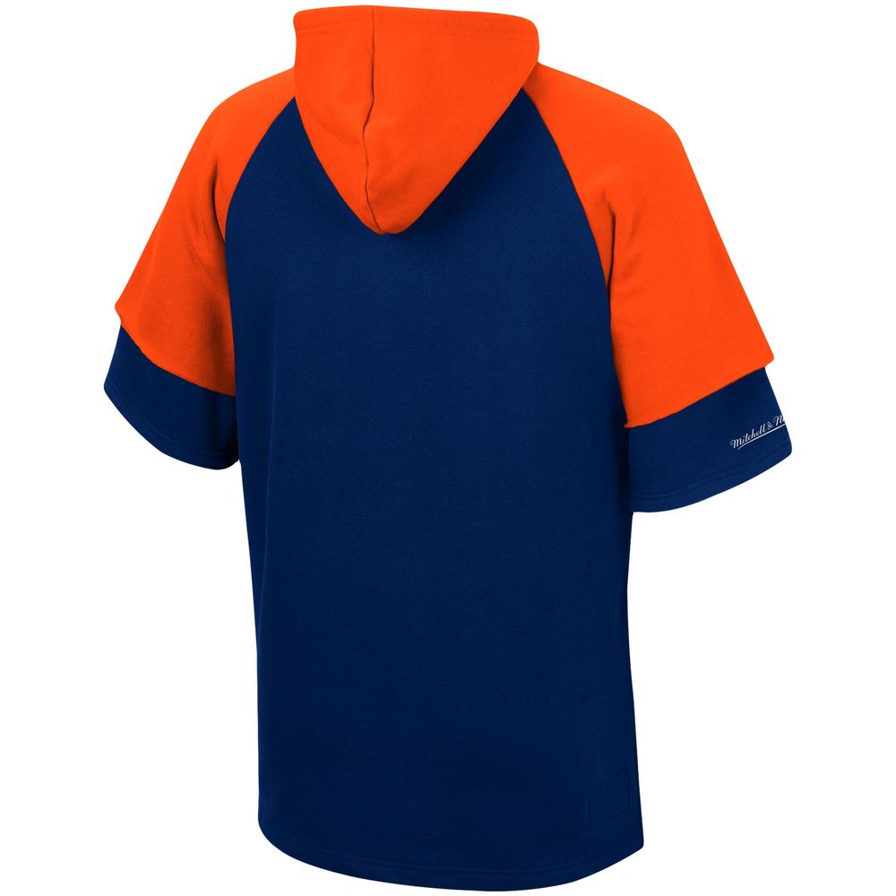Men's Mitchell & Ness Navy Chicago Bears Home Advantage Raglan Short Sleeve Pullover Hoodie