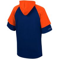 Men's Mitchell & Ness Navy Chicago Bears Home Advantage Raglan Short Sleeve Pullover Hoodie