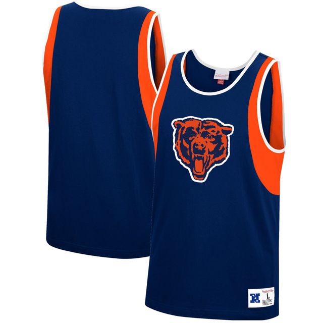 Men's Mitchell & Ness Walter Payton Navy/Orange Chicago Bears Big & Tall  Split Legacy Retired Player Replica Jersey