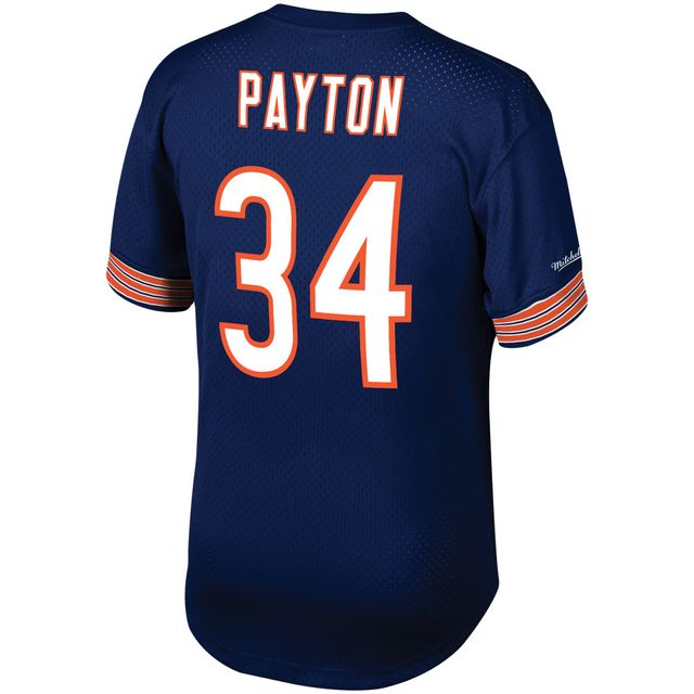 Men's Mitchell & Ness Walter Payton Navy Chicago Bears Retired Player Name  & Number Mesh Hoodie T-Shirt