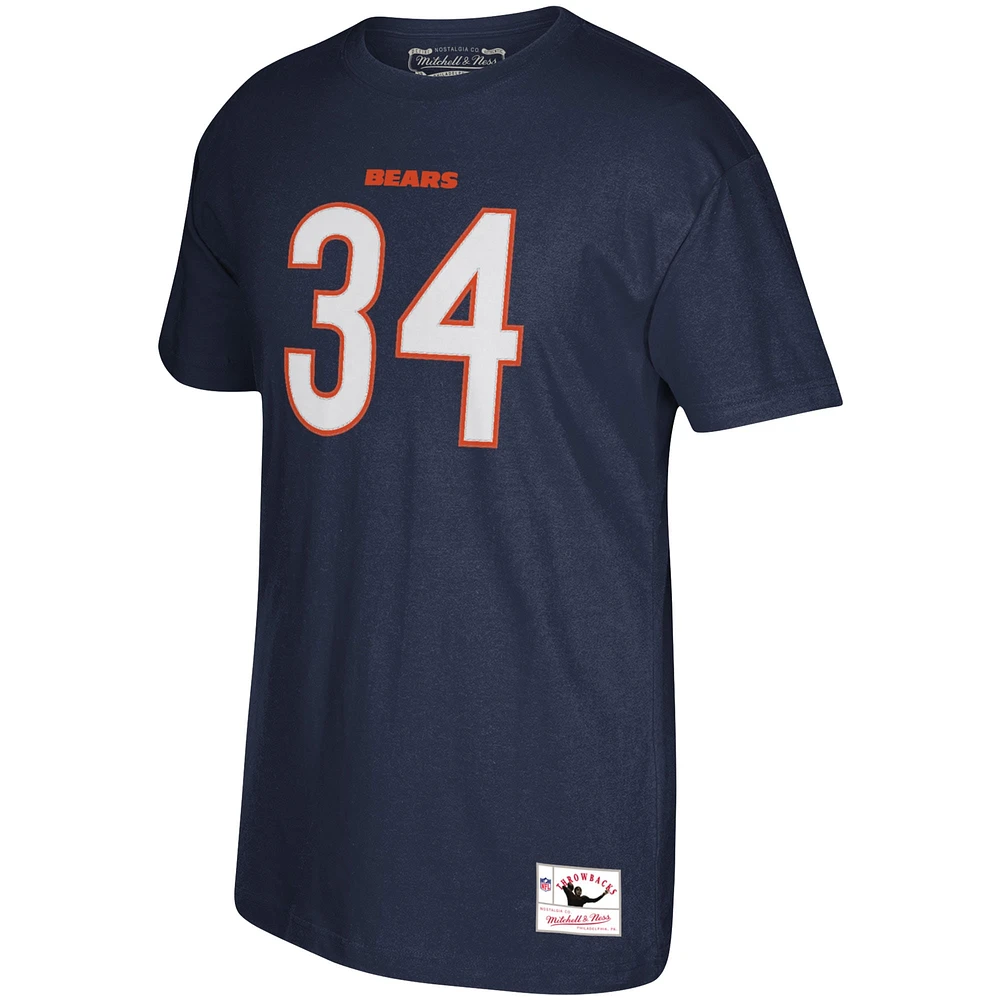 T-shirt Mitchell & Ness Walter Payton pour homme, bleu marine, avec logo et numéro de joueur retraité des Chicago Bears