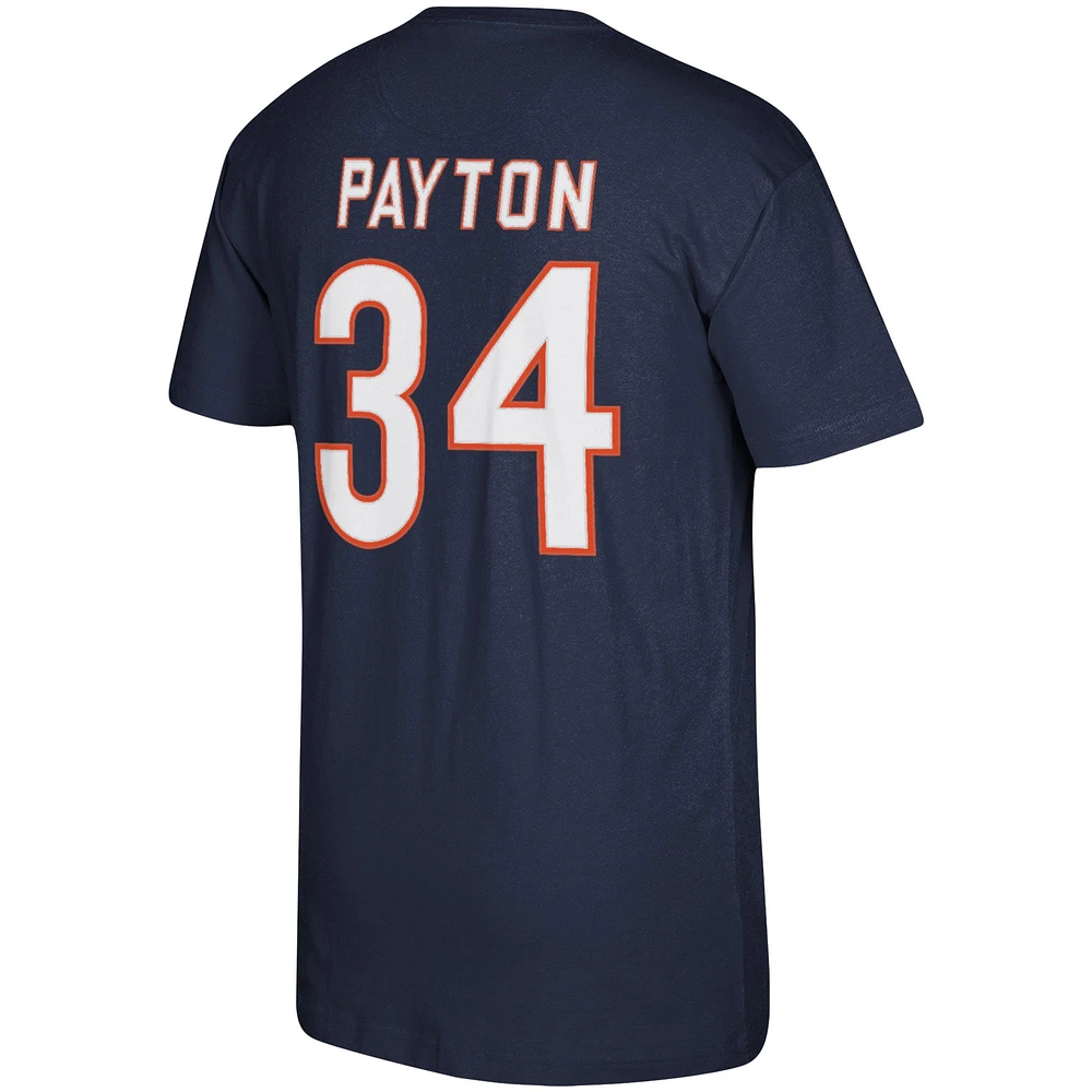 T-shirt Mitchell & Ness Walter Payton pour homme, bleu marine, avec logo et numéro de joueur retraité des Chicago Bears