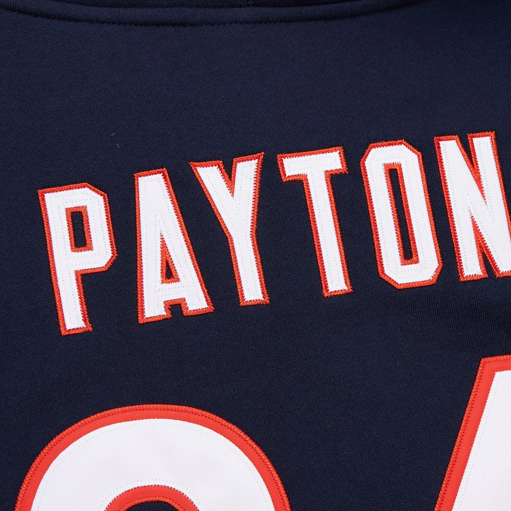 Sweat à capuche pour homme Mitchell & Ness Walter Payton bleu marine avec nom et numéro de joueur retraité des Chicago Bears