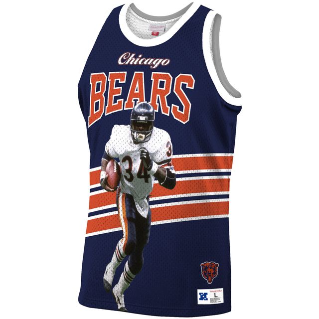 Men's Mitchell & Ness Walter Payton Navy/Orange Chicago Bears Big Tall Split Legacy Retired Player Replica Jersey