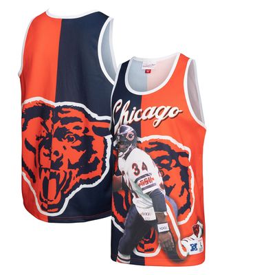 Men's Mitchell & Ness Walter Payton Orange/Navy Chicago Bears Player - Tank Top