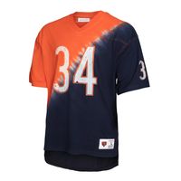 Men's Mitchell & Ness Walter Payton Orange/Navy Chicago Bears Retired Player Name Number Diagonal Tie-Dye - V-Neck T-Shirt