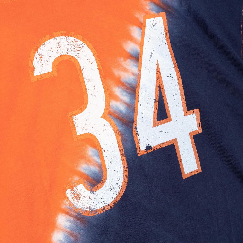 Men's Mitchell & Ness Walter Payton Orange/Navy Chicago Bears Retired Player Name Number Diagonal Tie-Dye - V-Neck T-Shirt