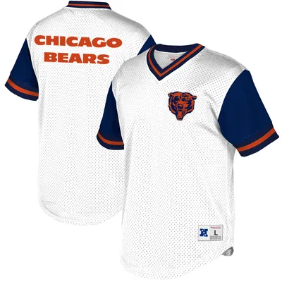 Chicago Bears Mitchell & Ness Historic Logo Mesh V-Neck T-Shirt - White/Navy
