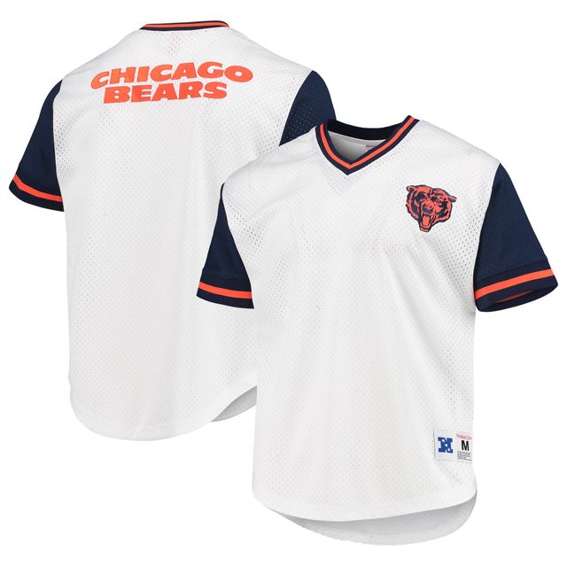 T-shirt à col en V maille tendance blanc Chicago Bears Mitchell & Ness pour hommes