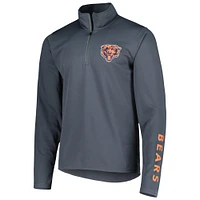 Sweat à capuche demi-zip Chicago Bears MSX by Michael Strahan gris anthracite pour homme