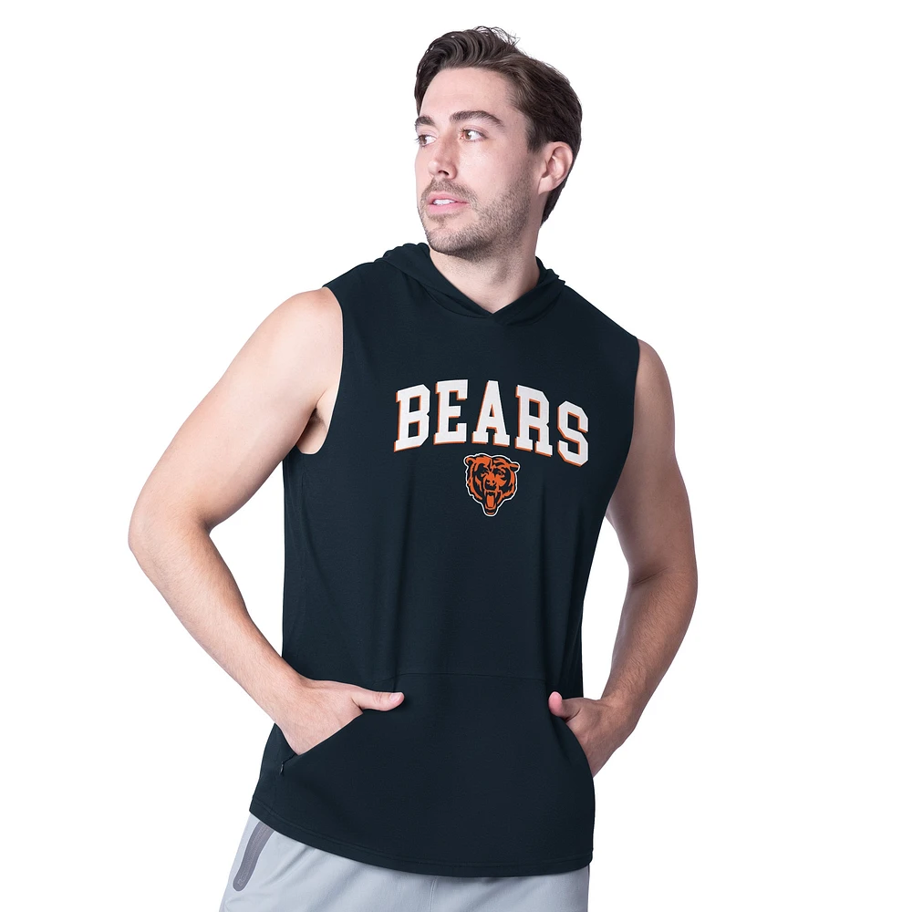 Sweat à capuche sans manches MSX by Michael Strahan bleu marine Chicago Bears Action pour homme