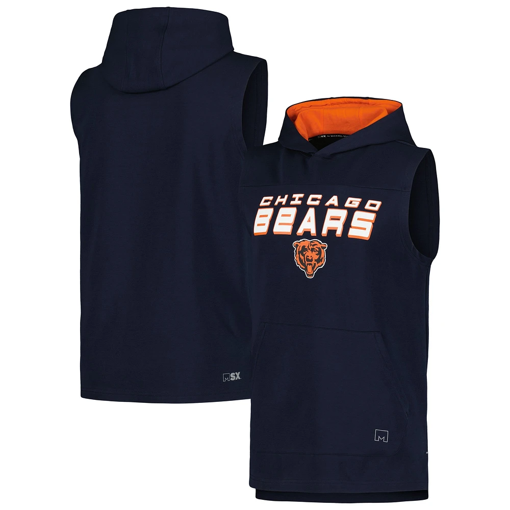 Men's MSX by Michael Strahan Navy Chicago Bears Captain Sleeveless Hoodie T-Shirt