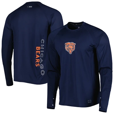 T-shirt à manches longues raglan Chicago Bears Interval MSX by Michael Strahan bleu marine pour homme