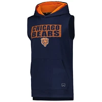 Men's MSX by Michael Strahan Navy Chicago Bears Marathon Sleeveless Pullover Hoodie