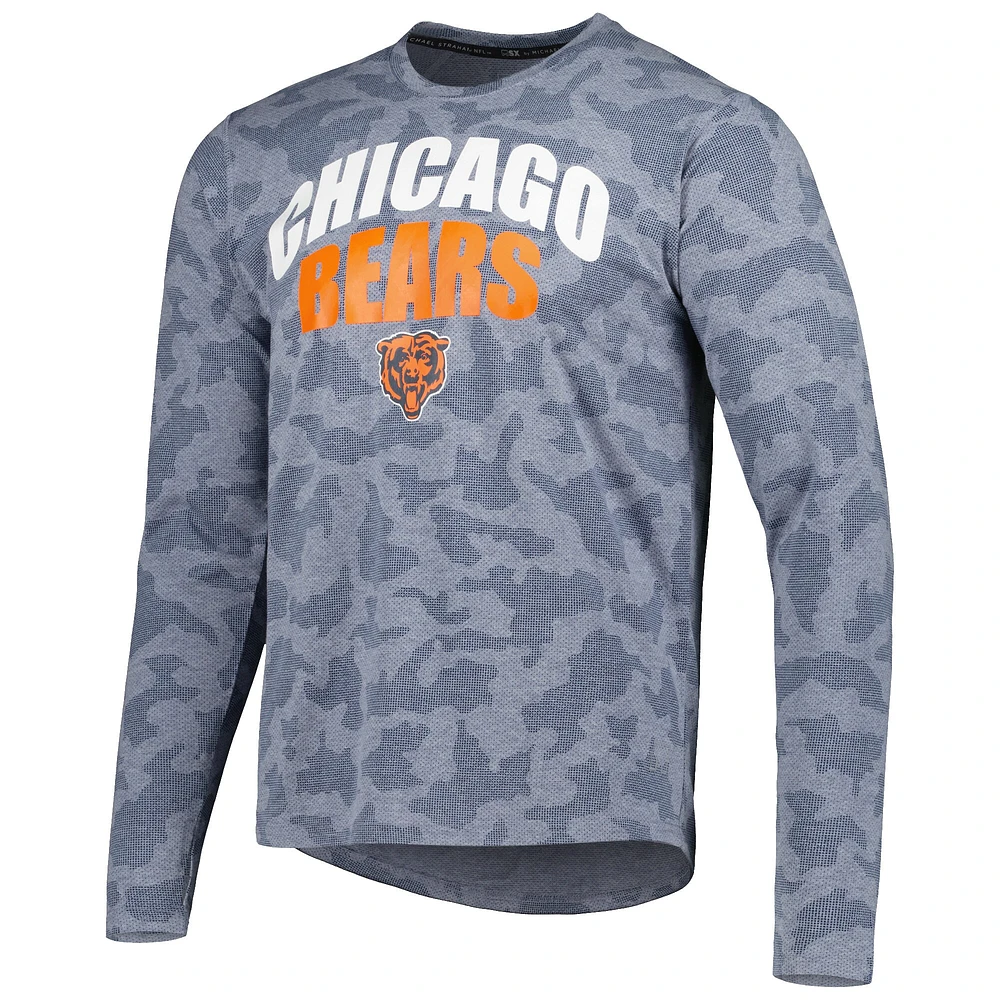 Men's MSX by Michael Strahan Navy Chicago Bears Performance Camo Long Sleeve T-Shirt