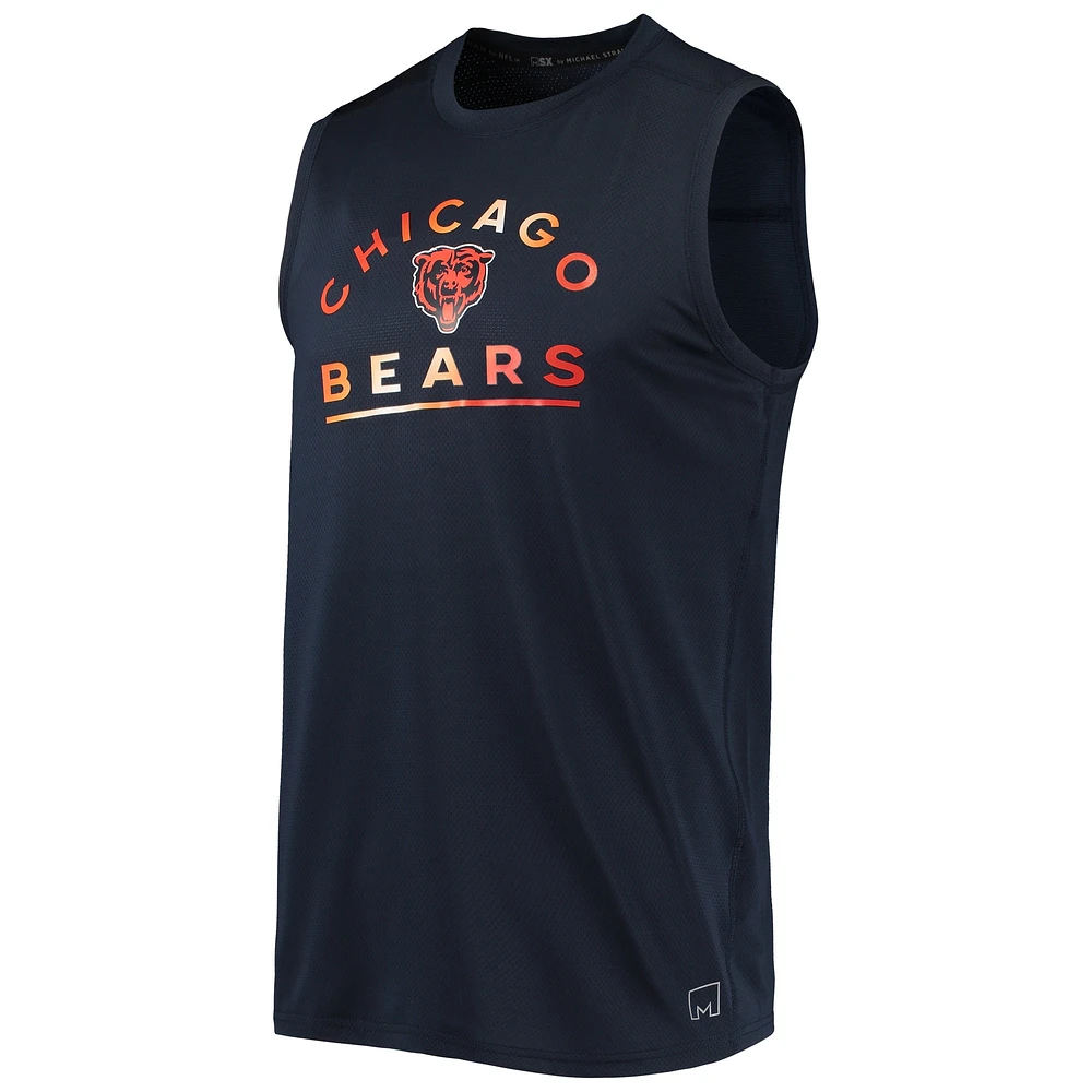 Débardeur MSX by Michael Strahan bleu marine Chicago Bears Rebound pour homme