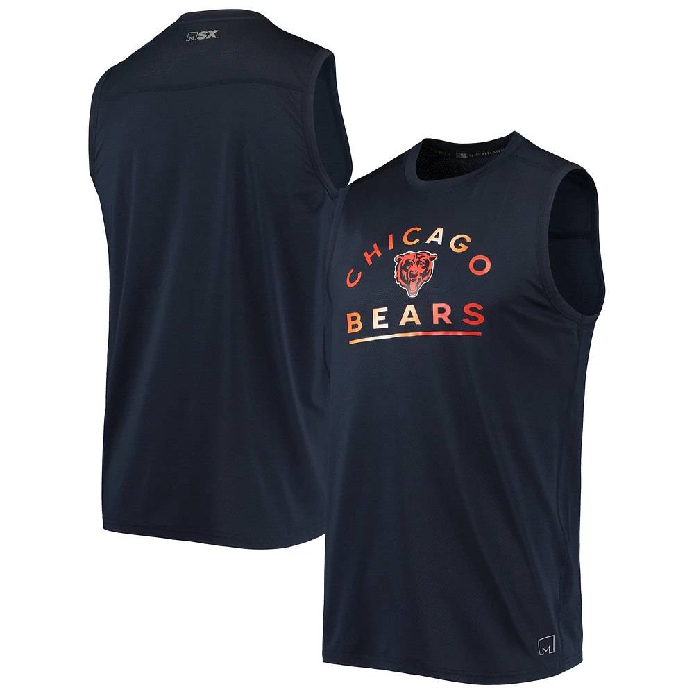 Débardeur MSX by Michael Strahan bleu marine Chicago Bears Rebound pour homme