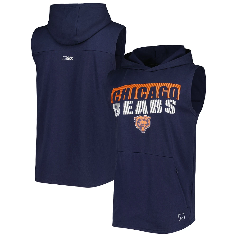 MSX by Michael Strahan Navy Chicago Bears Relay Chandail à capuchon sans manches pour homme