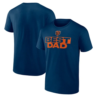 T-shirt bleu marine pour homme « Meilleur papa » des Chicago Bears