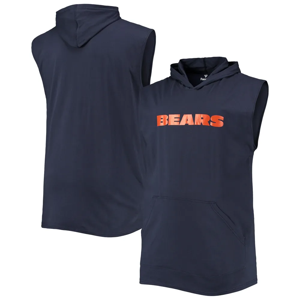 Men's Chicago Bears Navy Big & Tall Muscle Sleeveless Pullover Hoodie