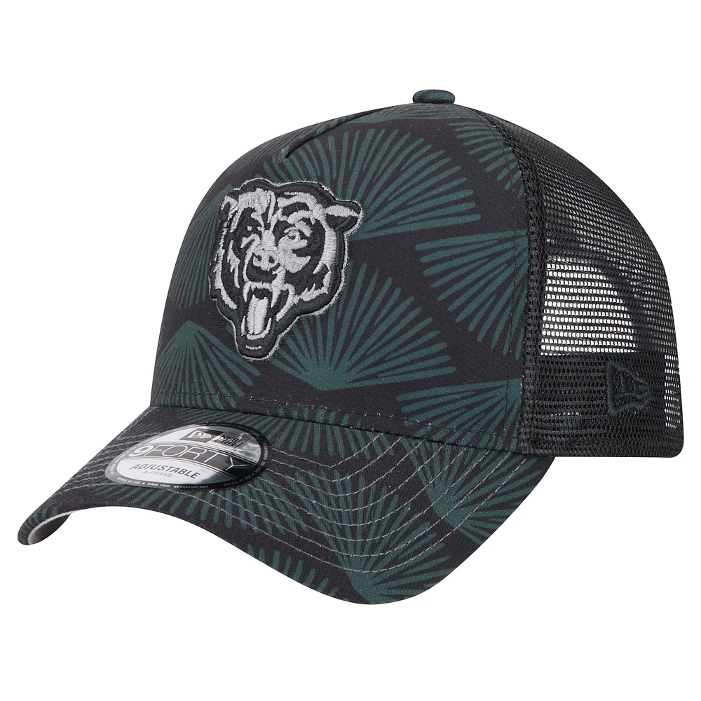 Men's New Era Black Chicago Bears Agave Trucker 9FORTY Adjustable Hat