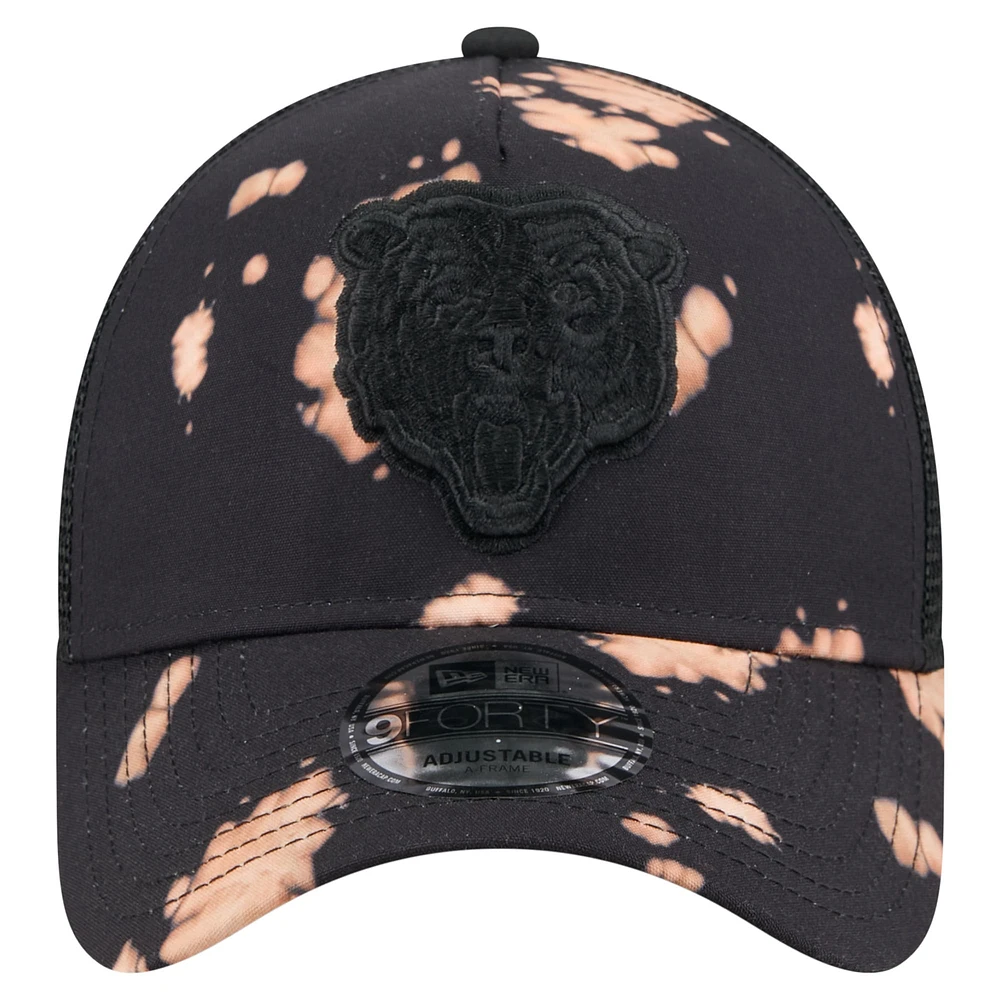 Men's New Era Black Chicago Bears Bleached A-Frame 9FORTY Trucker Adjustable Hat