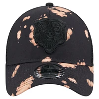 Men's New Era Black Chicago Bears Bleached A-Frame 9FORTY Trucker Adjustable Hat