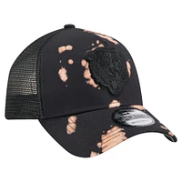 Men's New Era Black Chicago Bears Bleached A-Frame 9FORTY Trucker Adjustable Hat