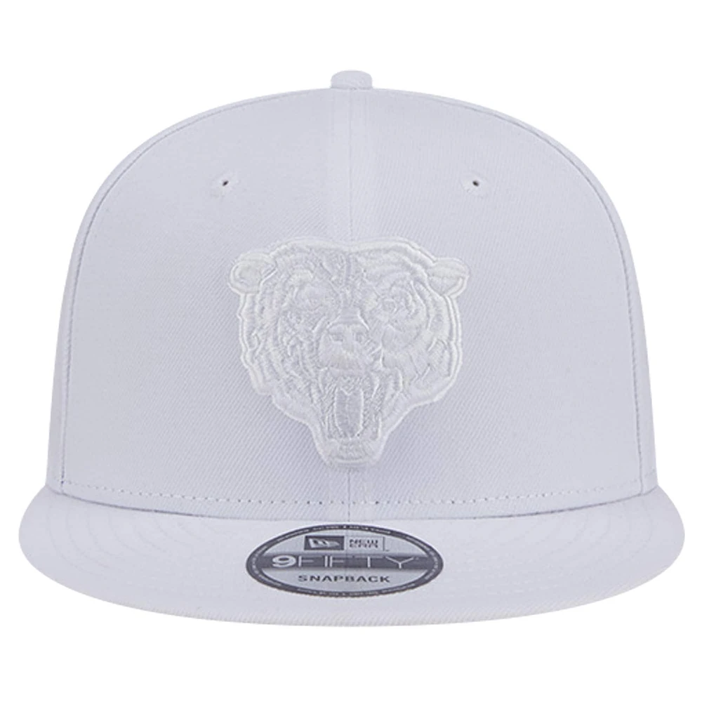 Men's New Era Chicago Bears Main White on White 9FIFTY Snapback Hat