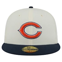Casquette ajustée New Era 59FIFTY pour homme, couleur crème/bleu marine, des Chicago Bears