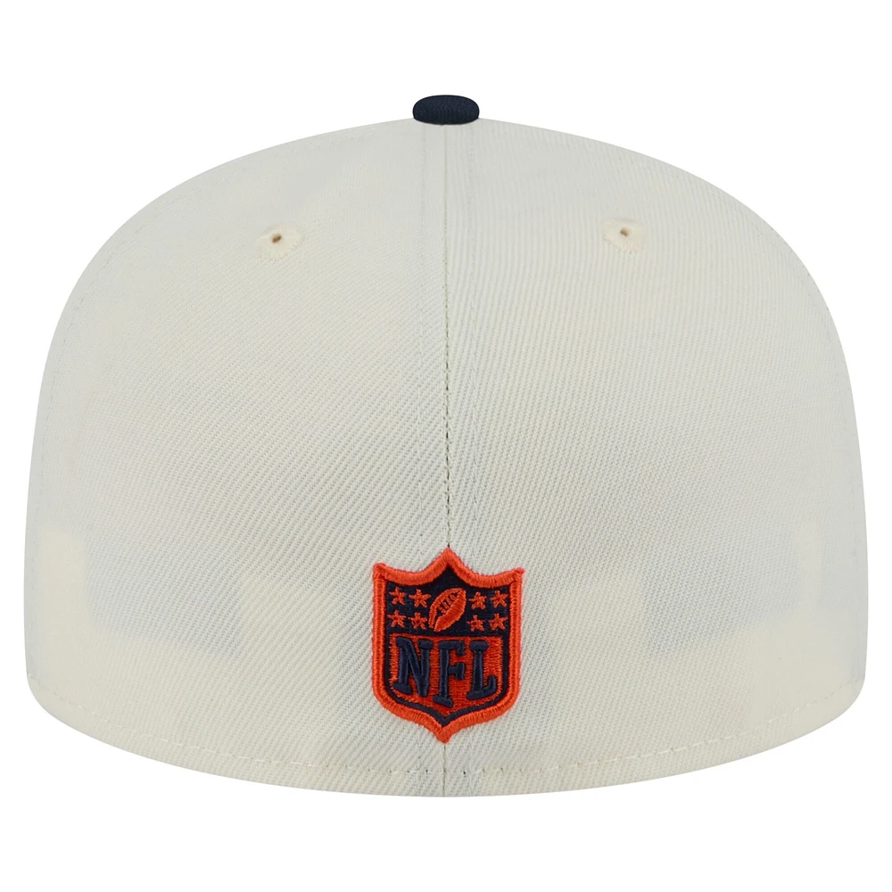 Casquette ajustée New Era 59FIFTY pour homme, couleur crème/bleu marine, des Chicago Bears