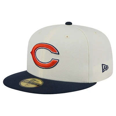 Casquette ajustée New Era 59FIFTY pour homme, couleur crème/bleu marine, des Chicago Bears