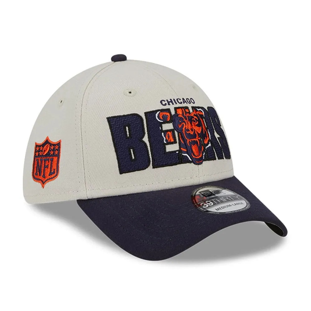 Casquette Flex Chicago Bears 2023 NFL Draft 39THIRTY crème pour homme New Era