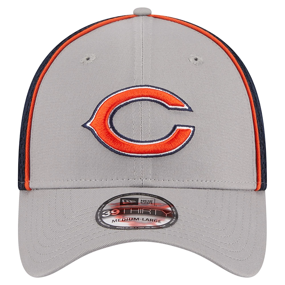 Casquette flexible 39THIRTY Chicago Bears Pipe New Era pour hommes, gris/bleu marine