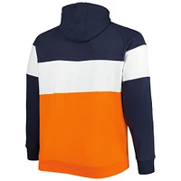 Sweat à capuche raglan New Era bleu marine/orange Chicago Bears Big & Tall Current Team en molleton blocs de couleurs pour homme