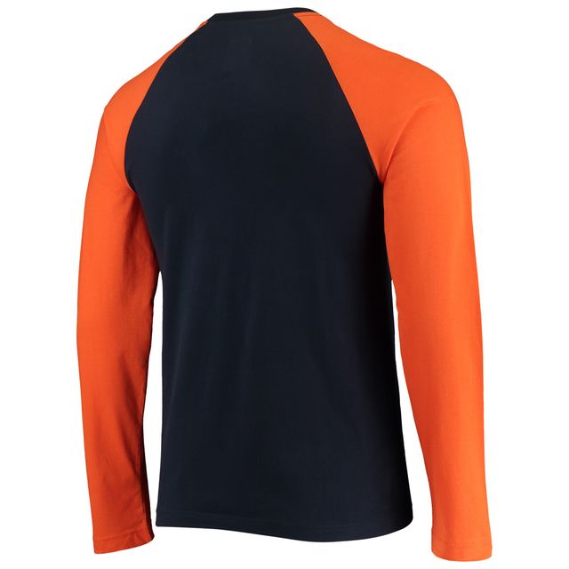 T-shirt à manches longues raglan bleu marine/orange Chicago Bears League pour homme New Era