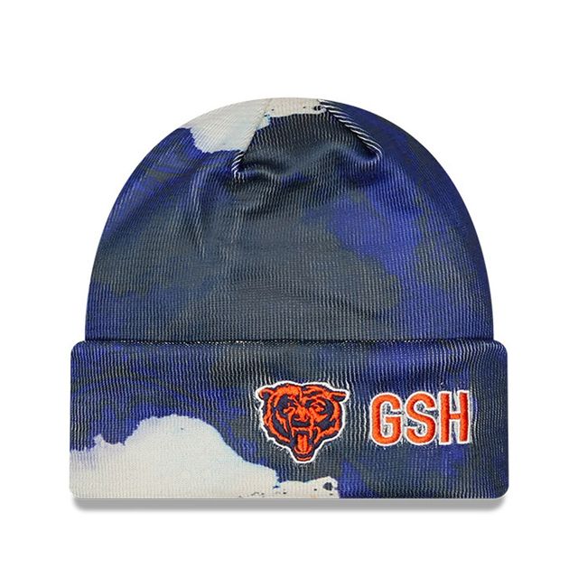 Chicago Bears 2022 Sideline pour homme New Era bleu marine - Bonnet en tricot à revers teint à l'encre