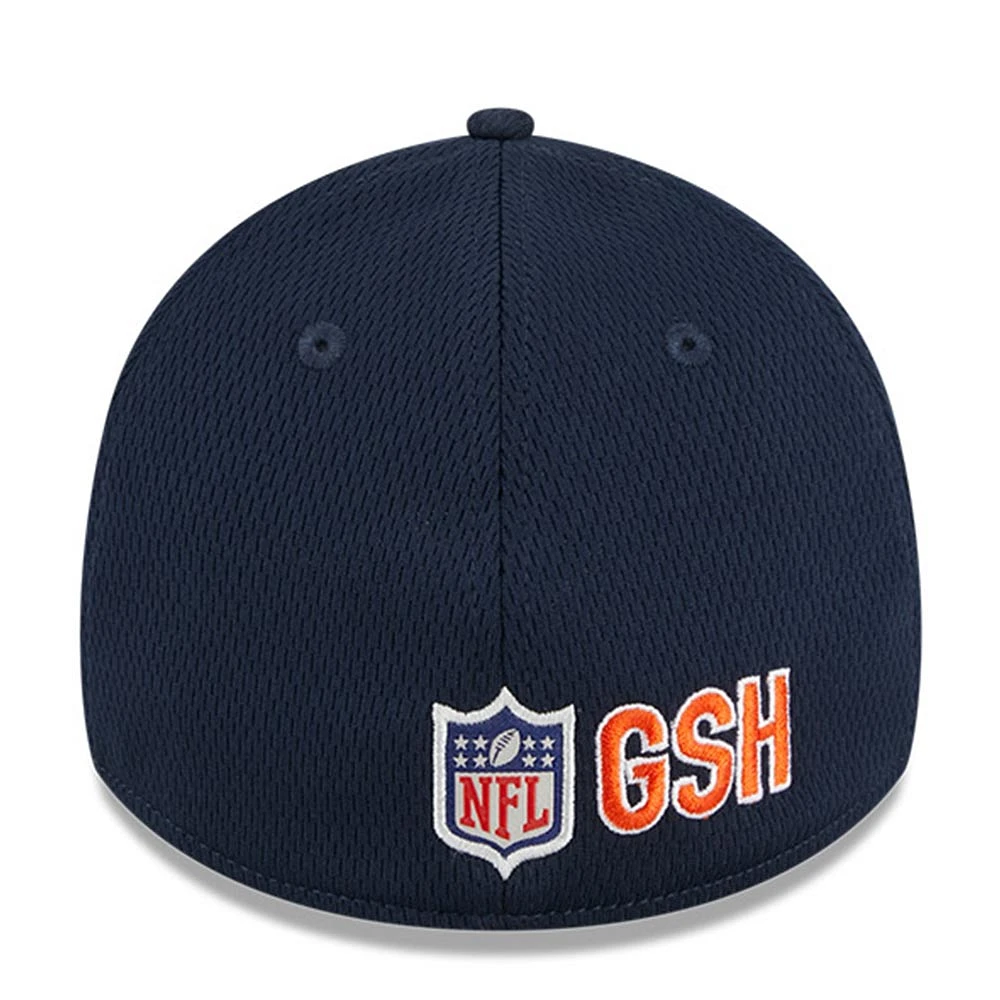 Casquette New Era Chicago Bears 2023 NFL Training Camp Secondary Logo 39THIRTY Flex Fit pour homme, bleu marine