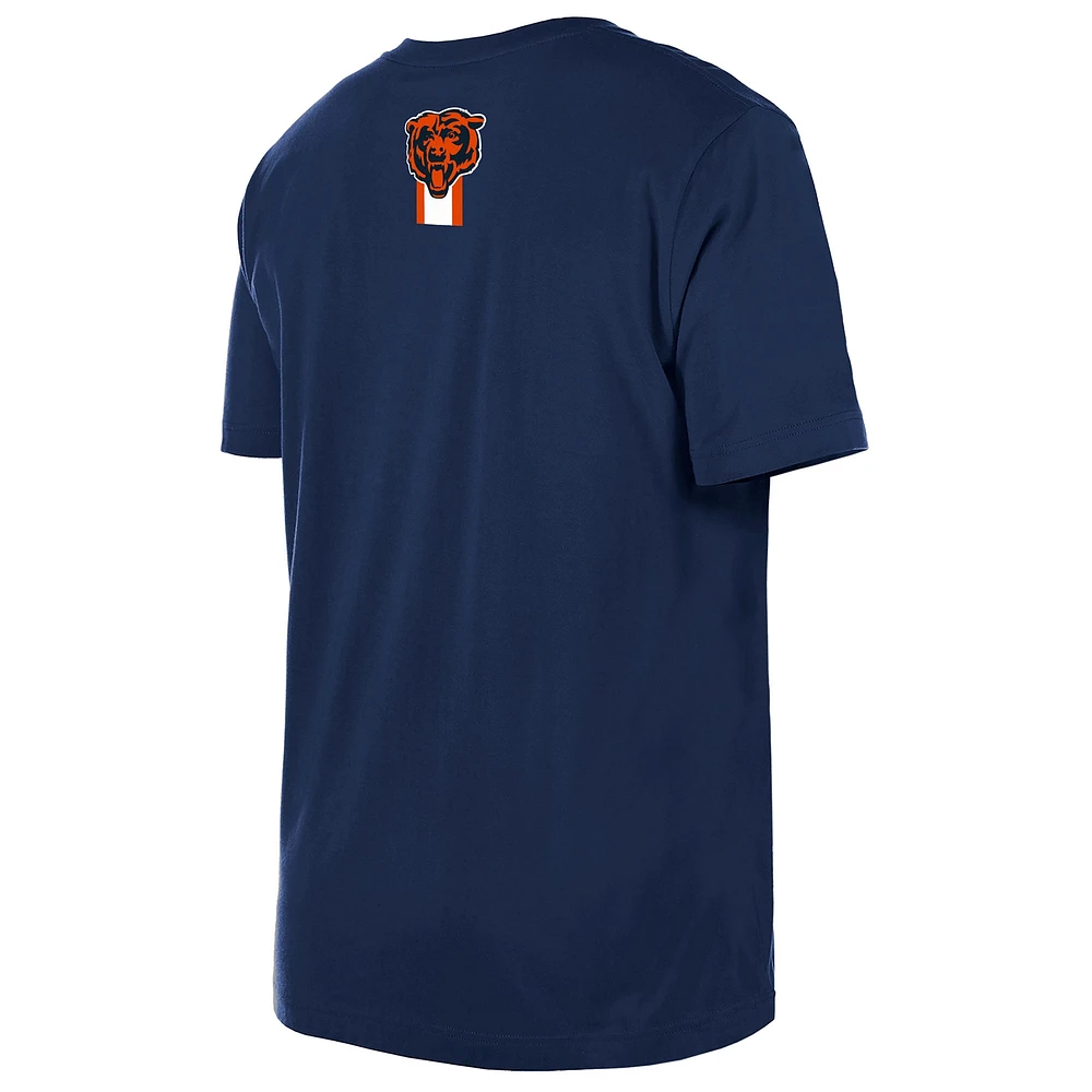 T-shirt imprimé haute densité Chicago Bears 3rd Down New Era bleu marine pour homme