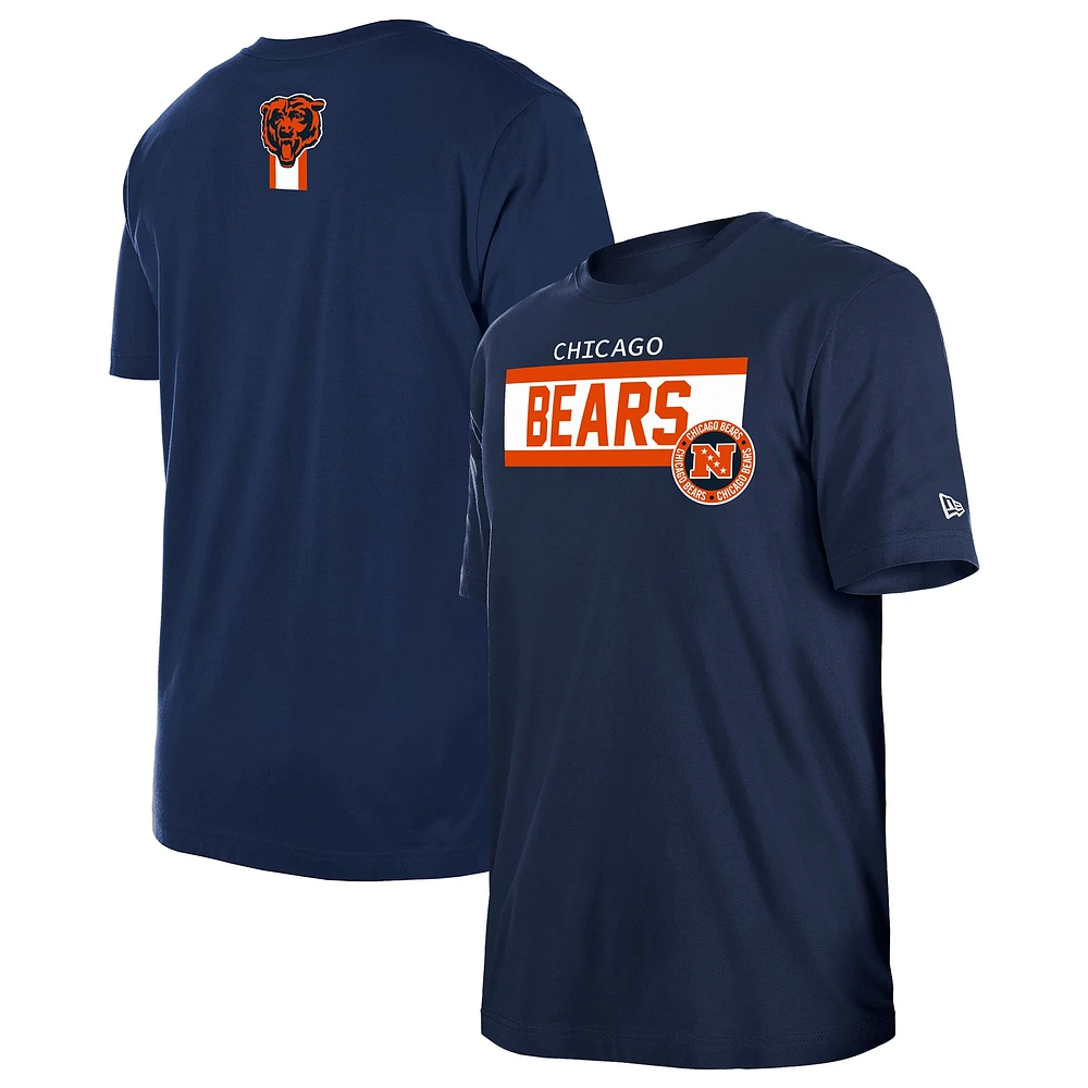 T-shirt imprimé haute densité Chicago Bears 3rd Down New Era bleu marine pour homme