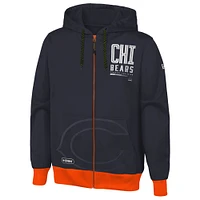 Sweat à capuche et fermeture éclair intégrale pour homme Chicago Bears Combine Authentic New Era bleu marine