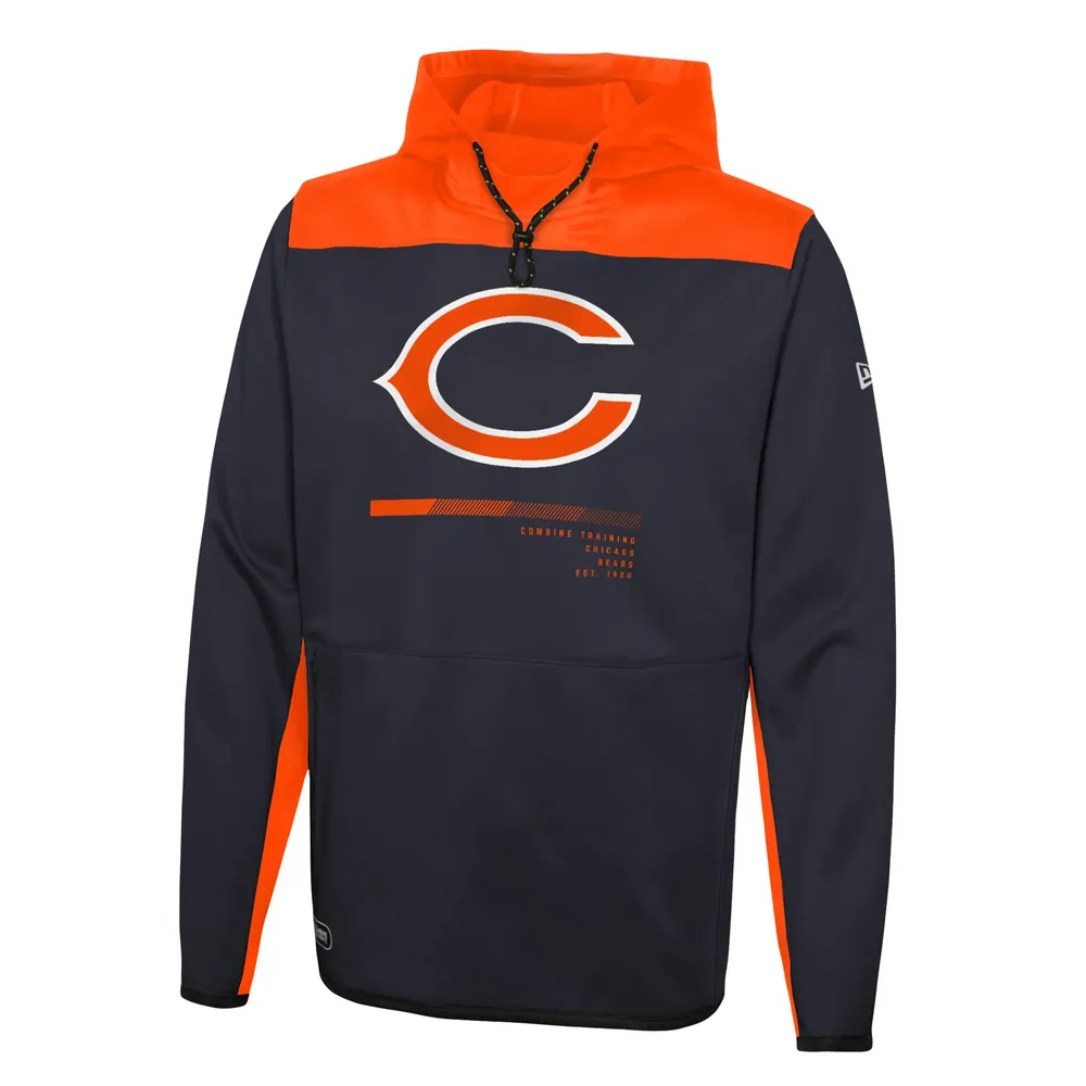 Men's New Era Navy Chicago Bears Combine Authentic Hard Hitter Pullover Hoodie