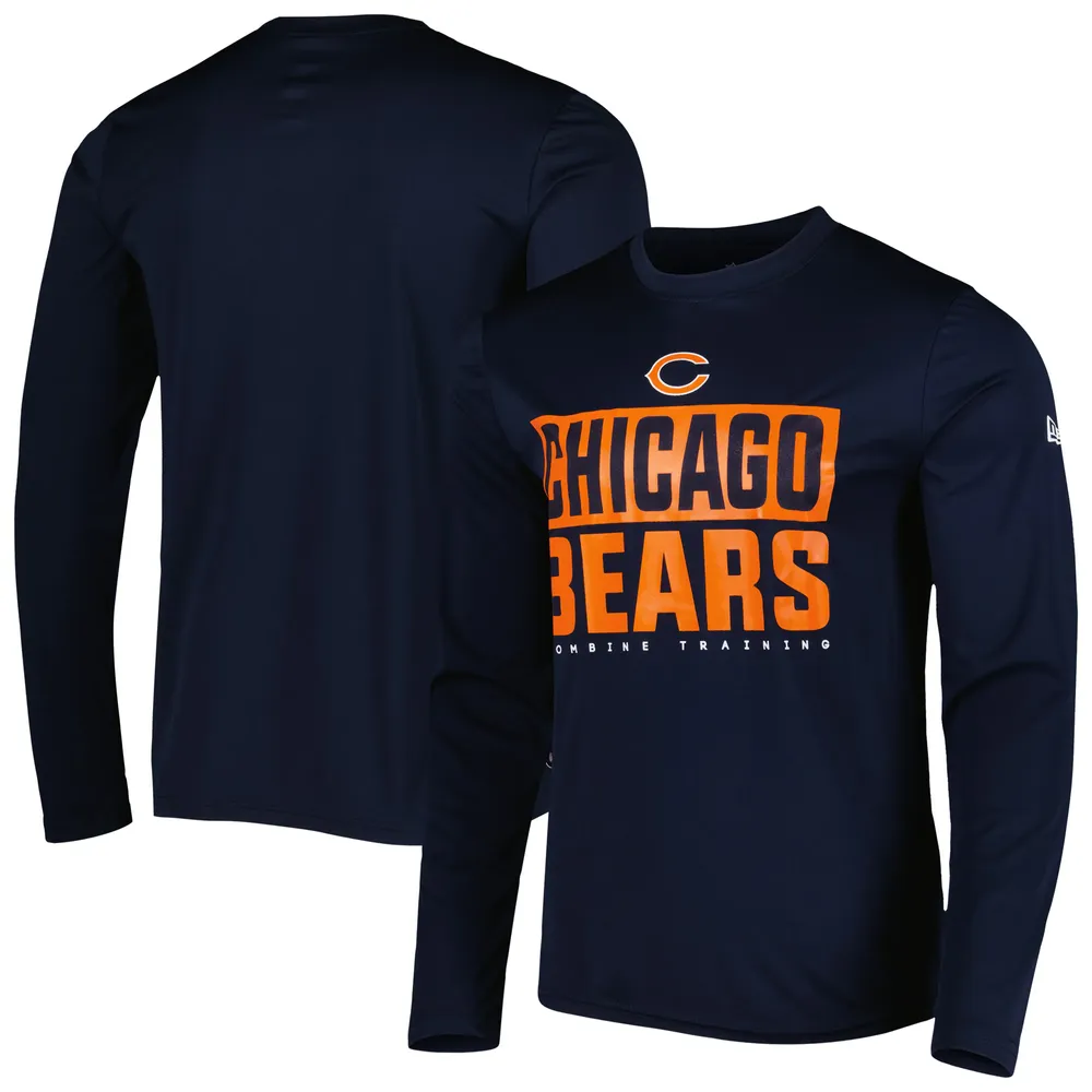 T-shirt à manches longues pour homme Chicago Bears Combine Authentic Offsides New Era bleu marine